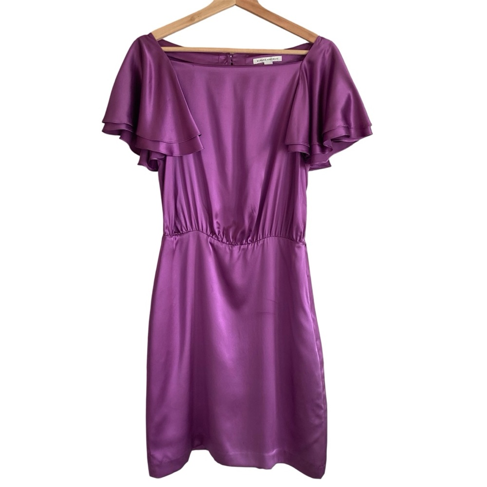 Banana Republic Jewel Violet 100% Silk Flutter Sleeve Dress